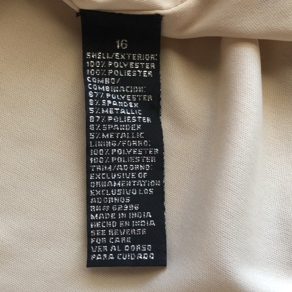 Scarlet sleeveless dress with attached shawl, champagne color with silver, sz 16 - Picture 9 of 11